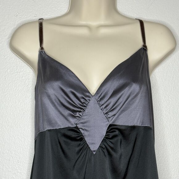 Mossimo‎ Womens Silk Tank Top Cami XL Black Gray Babydoll Empire Waist Goth 90s - Picture 6 of 11